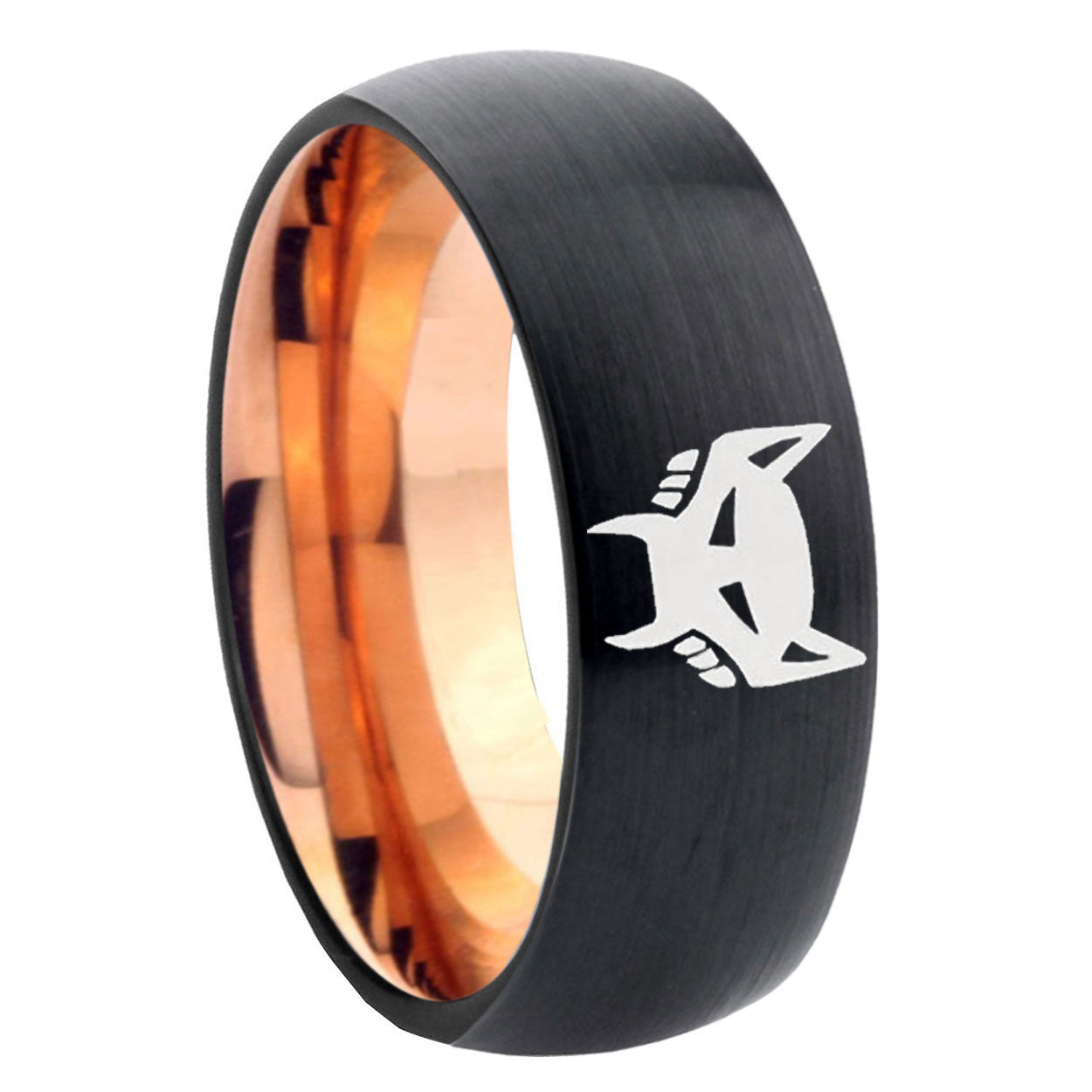 8mm Maximal Two-Tone Classic Dome Black Rose Gold Tungsten Wedding Band