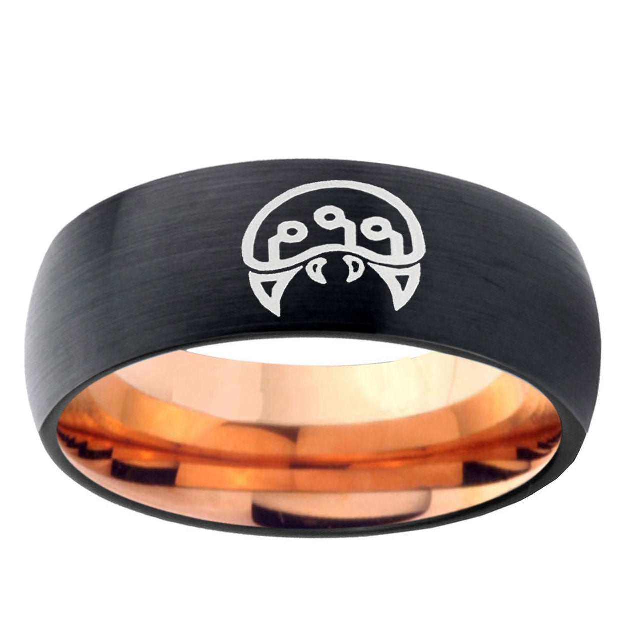 5mm Metroid Two-Tone Classic Dome Black Rose Gold Tungsten Wedding Band