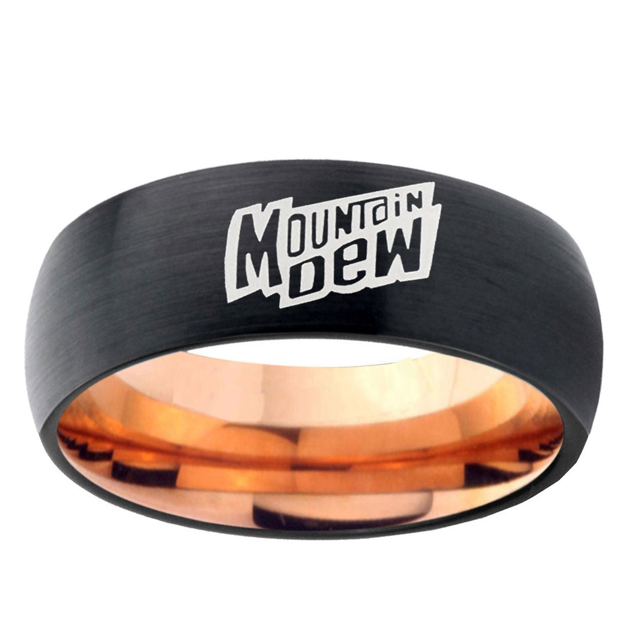 5mm Mountain Dew Two-Tone Classic Dome Black Rose Gold Tungsten Wedding Band