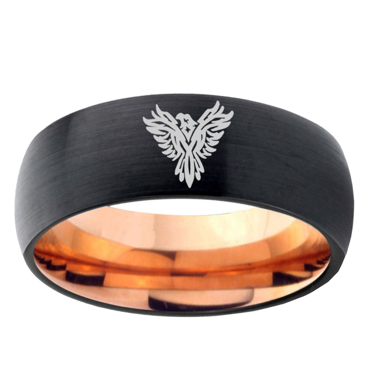 5mm Phoenix Two-Tone Classic Dome Black Rose Gold Tungsten Wedding Band