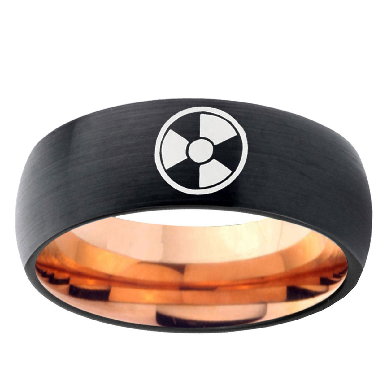 5mm Radiation Two-Tone Classic Dome Black Rose Gold Tungsten Wedding Band