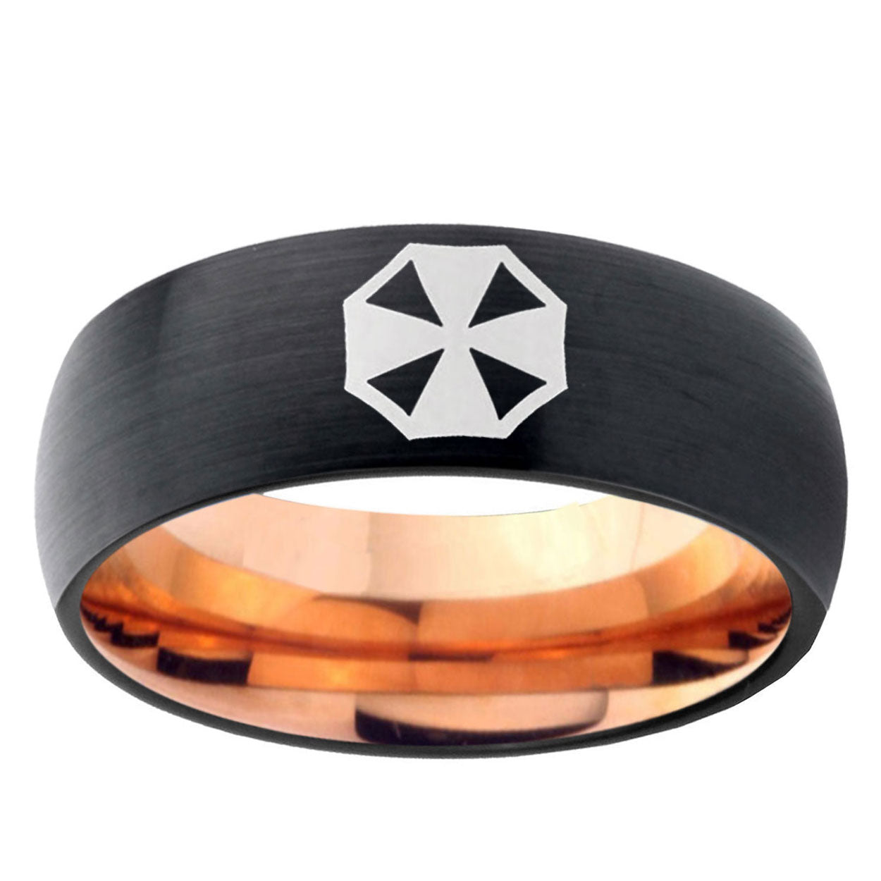 5mm Resident Evil Two-Tone Classic Dome Black Rose Gold Tungsten Wedding Band