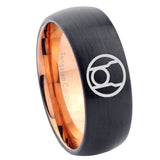 8mm Red Lantern Dome Rose Gold Black Carbon Fiber Rings