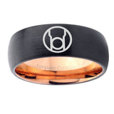 5, 8mm Red Lantern Dome Rose Gold Black Carbon Fiber Rings