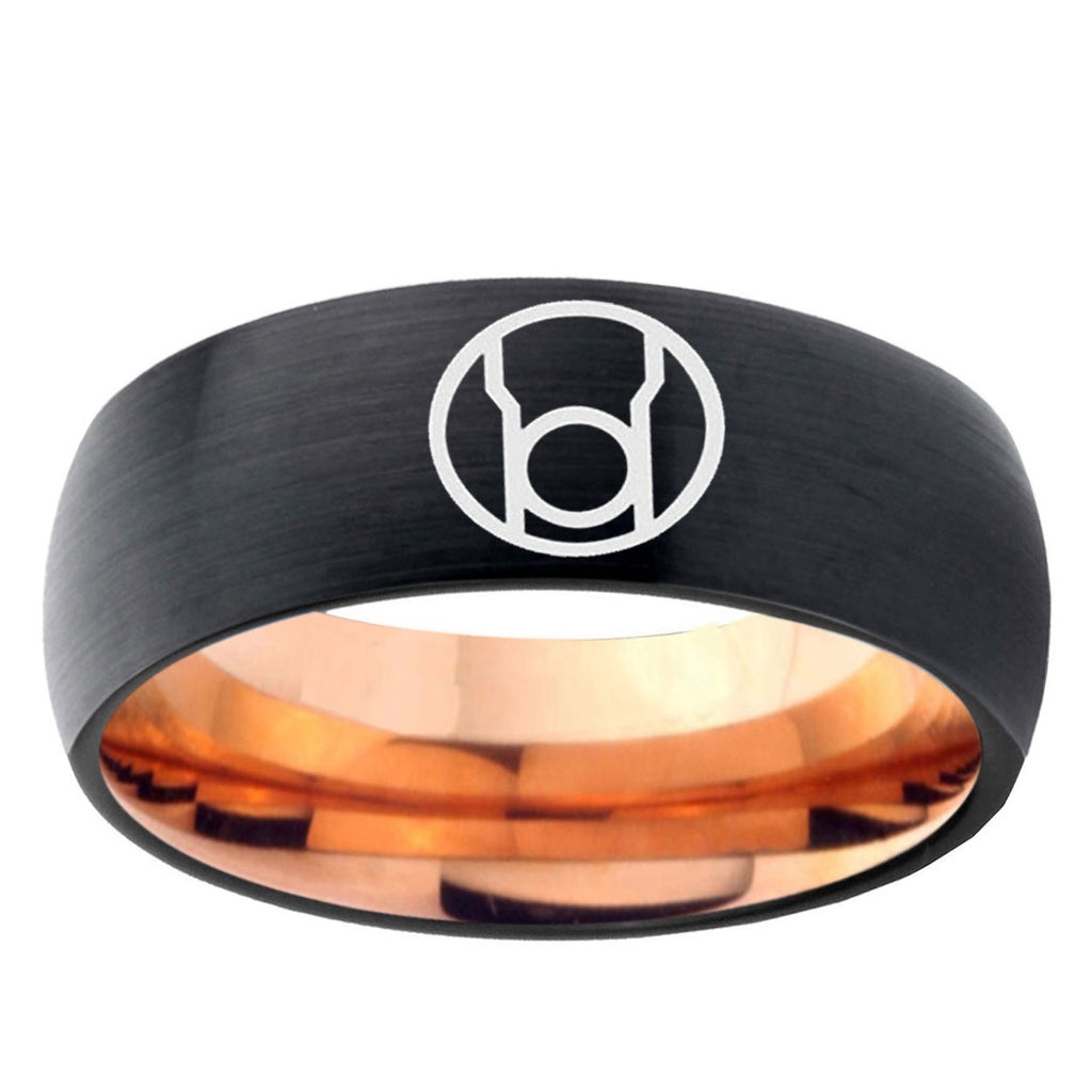 5mm Red Lantern Two-Tone Classic Dome Black Rose Gold Tungsten Wedding Band