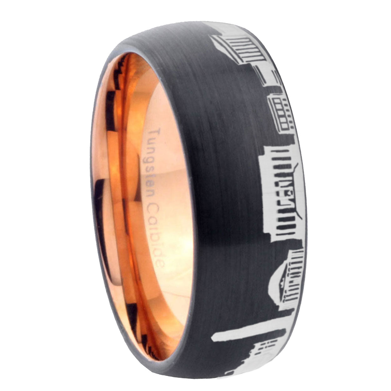 5mm DC Washington City Two-Tone Classic Dome Black Rose Gold Tungsten Wedding Band