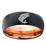 5, 8mm Fishing Dome Tungsten Carbide Rose Gold Anniversary Ring