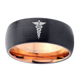 10mm-Medical-Symbol-Dome-Tungsten-Rose-Gold-Custom-Ring-for-Men