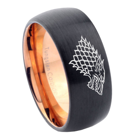10mm-Game-Of-Thrones-House-Stark-Direwolf-Dome-Tungsten-Rose-Gold-Custom-Ring-for-Men