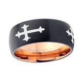 8mm-Christian-Cross-Religious-Dome-Tungsten-Carbide-Rose-Gold-Anniversary-Ring