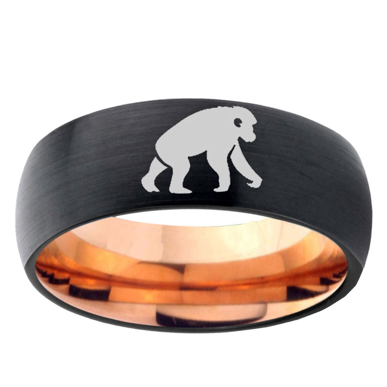 10mm Chimpanzee Dome Tungsten Rose Gold Custom Ring for Men