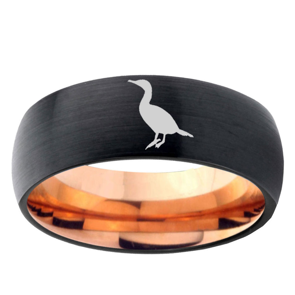 10mm Cormorant Dome Tungsten Rose Gold Custom Ring for Men