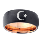 10mm-Crescent-Moon-Stars-Dome-Tungsten-Rose-Gold-Custom-Ring-for-Men