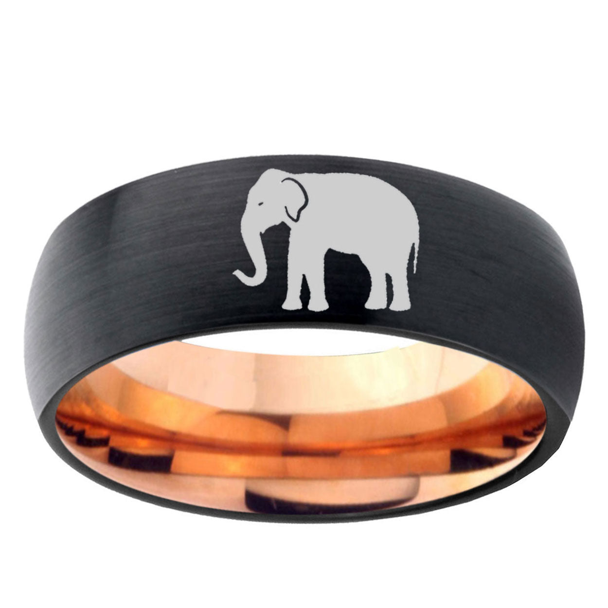10mm Elephant Dome Tungsten Rose Gold Custom Ring for Men