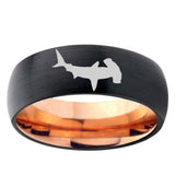 5, 8mm Hammerhead Shark Dome Tungsten Carbide Rose Gold Anniversary Ring