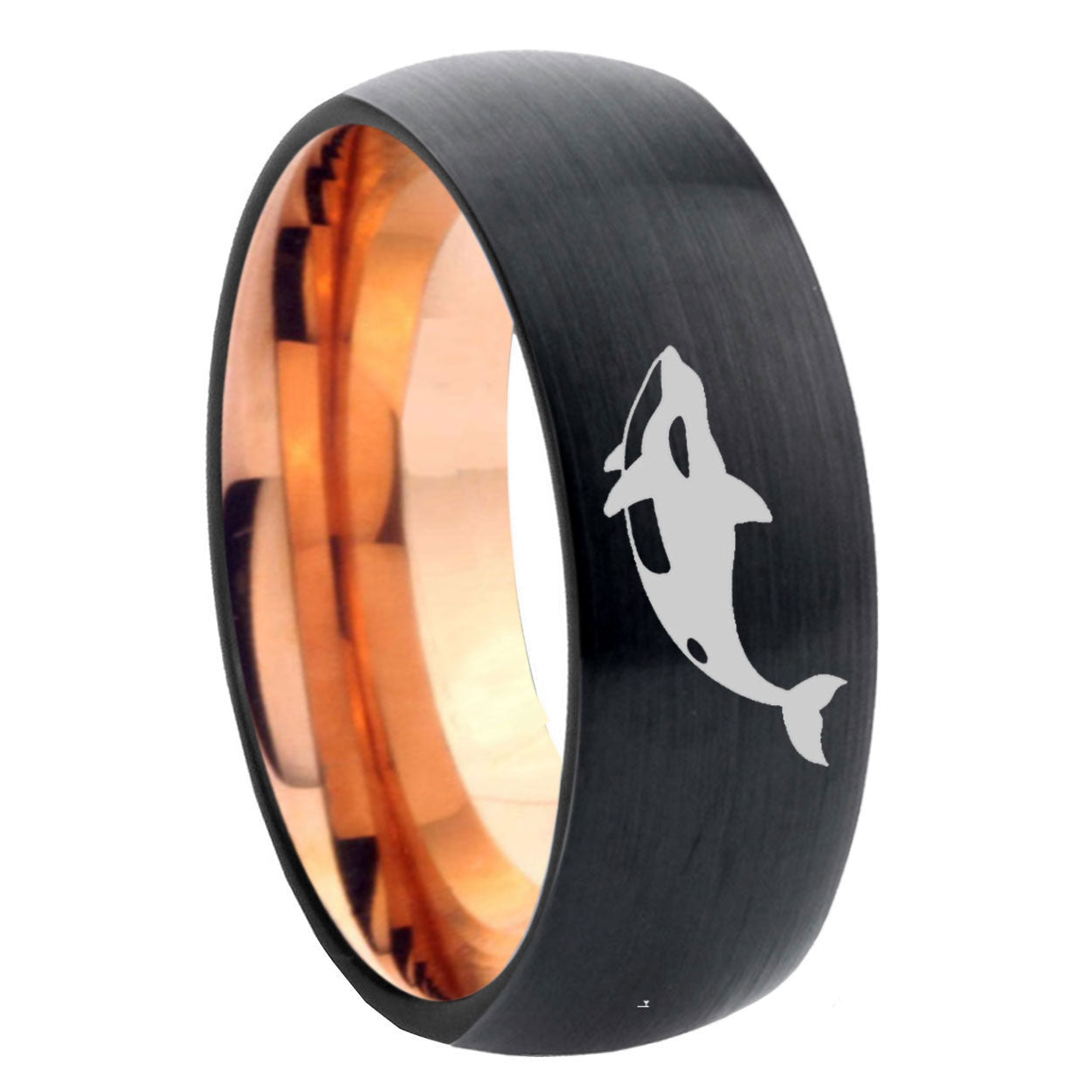 10mm Keller Whale Dome Tungsten Rose Gold Custom Ring for Men