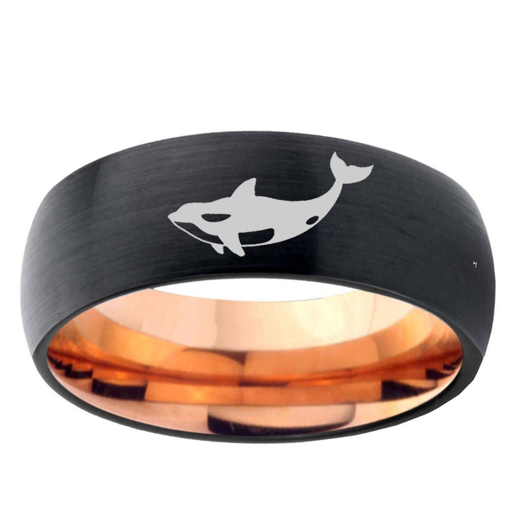 10mm Keller Whale Dome Tungsten Rose Gold Custom Ring for Men