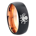 8mm Octopus Two-Tone Classic Dome Black Rose Gold Tungsten Wedding Band