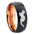 8mm Otter Two-Tone Classic Dome Black Rose Gold Tungsten Wedding Band
