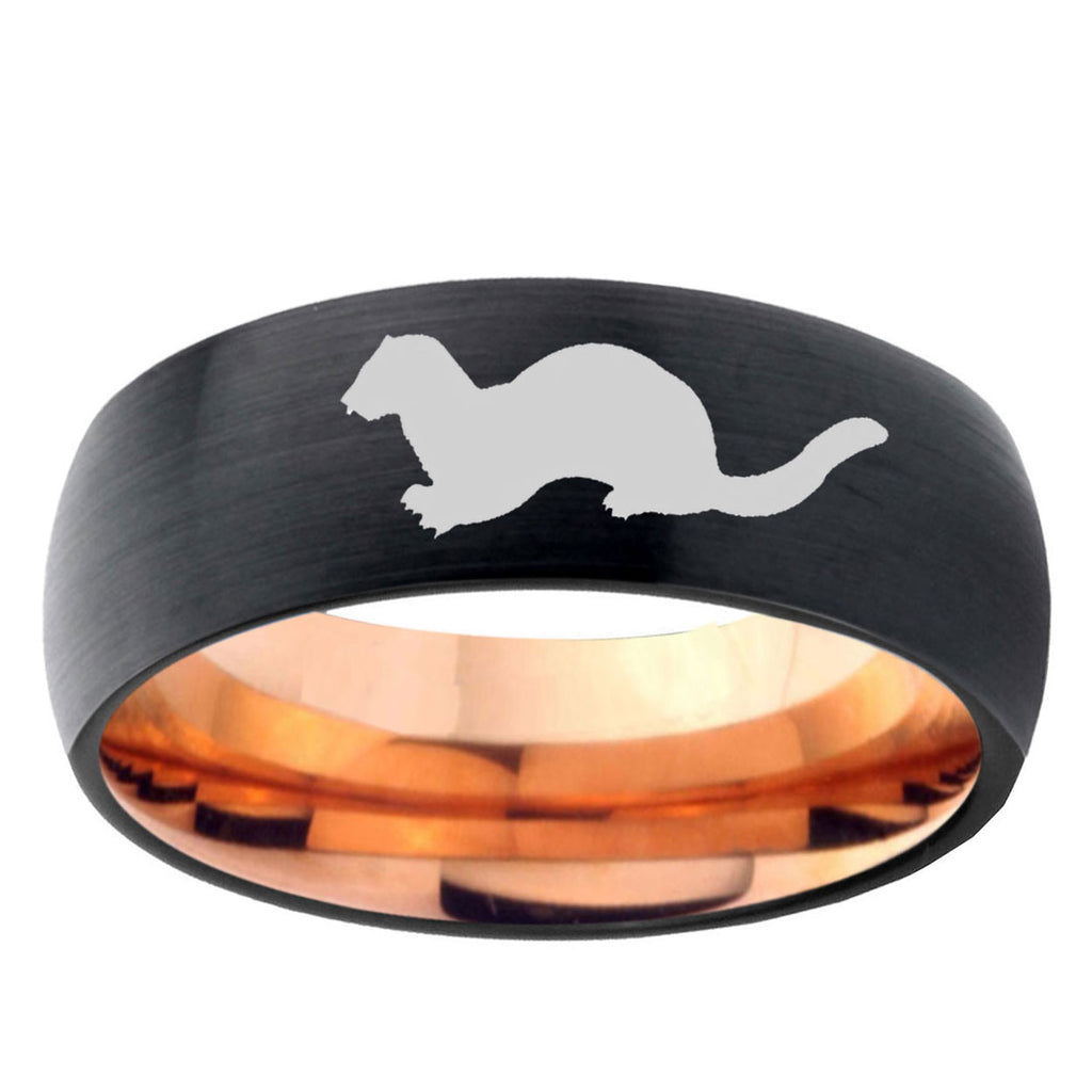 10mm Otter Dome Tungsten Rose Gold Custom Ring for Men