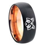 8mm Raccoon Animal Dome Tungsten Carbide Rose Gold Anniversary Ring