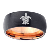 5, 8mm Sea Turtle Dome Rose Gold Black Carbon Fiber Rings