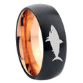 8mm Shark Two-Tone Classic Dome Black Rose Gold Tungsten Wedding Band