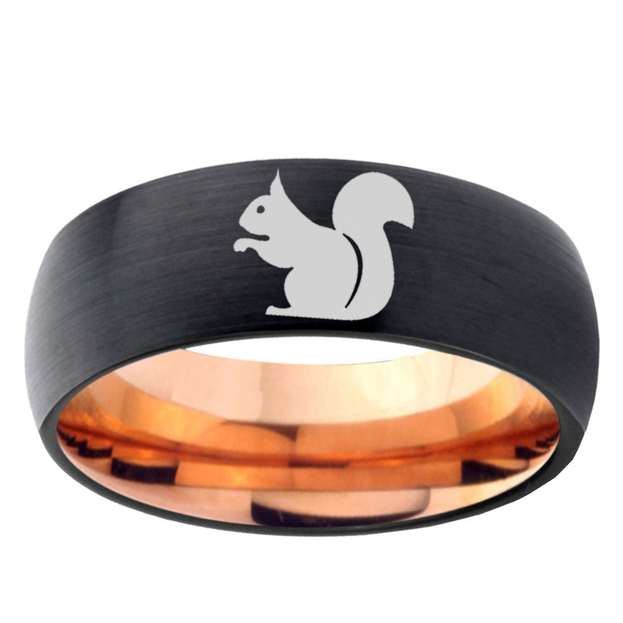 10mm Squirrel Dome Tungsten Rose Gold Custom Ring for Men