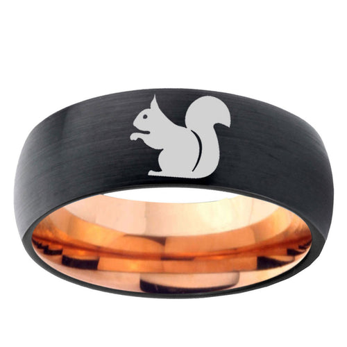 10mm Squirrel Dome Tungsten Rose Gold Custom Ring for Men