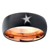 5, 8mm Cowboys Star Dome Tungsten Carbide Rose Gold Anniversary Ring