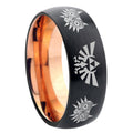 8mm Zelda Majora's Mask Two-Tone Classic Dome Black Rose Gold Tungsten Wedding Band