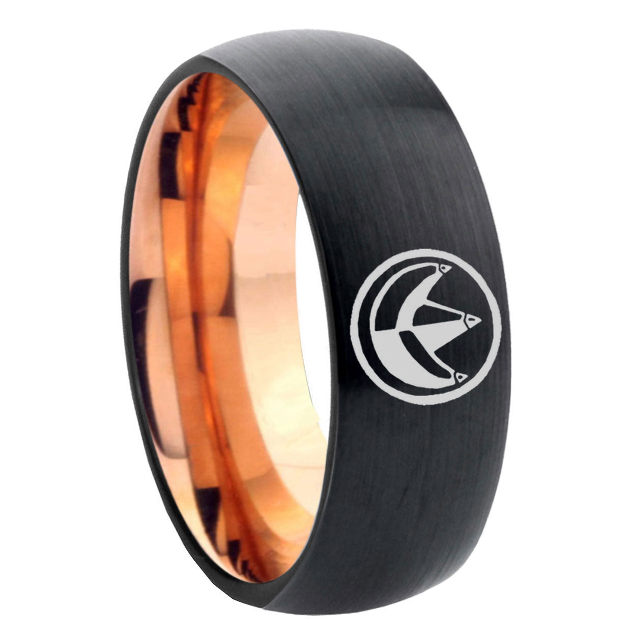 10mm Green Ranger Power Dome Tungsten Rose Gold Custom Ring for Men