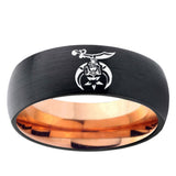 5mm Masonic Shriners Dome Black And Rose Gold Tungsten Carbide Engraving Ring