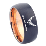 10mm-US-Air-Force-Dome-Tungsten-Carbide-Rose-Gold-Mens-Ring-Engraved