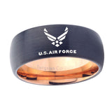 8mm-US-Air-Force-Dome-Tungsten-Carbide-Rose-Gold-Men's-Wedding-Ring