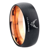 8mm US Air Force Dome Tungsten Carbide Rose Gold Men's Wedding Ring