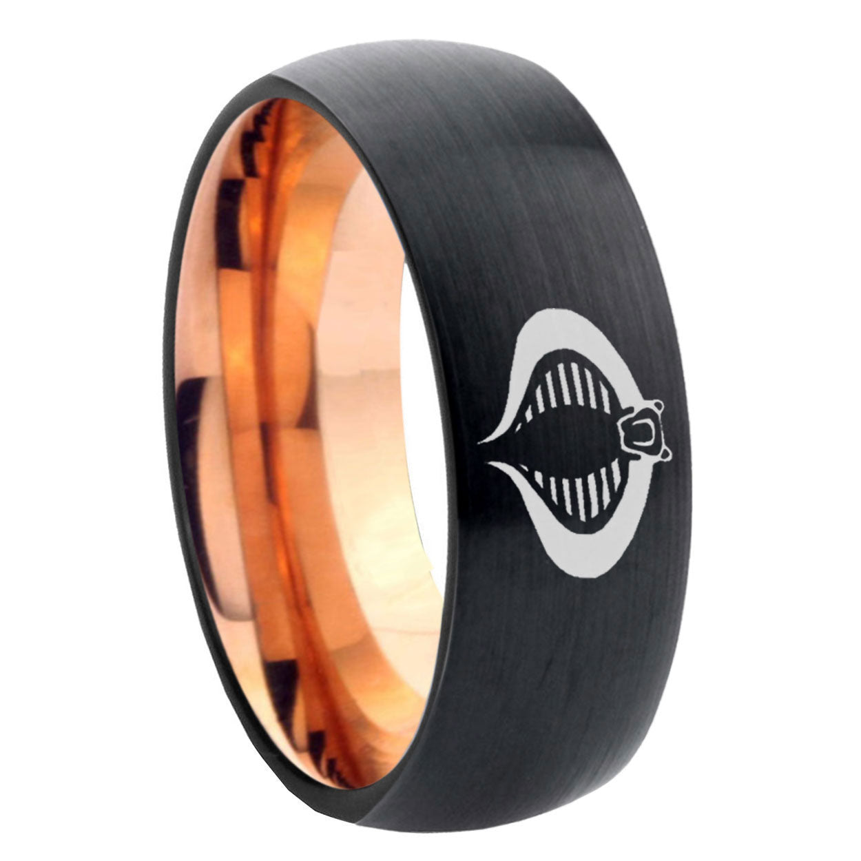 8mm Cobra Two-Tone Classic Dome Black Rose Gold Tungsten Wedding Band