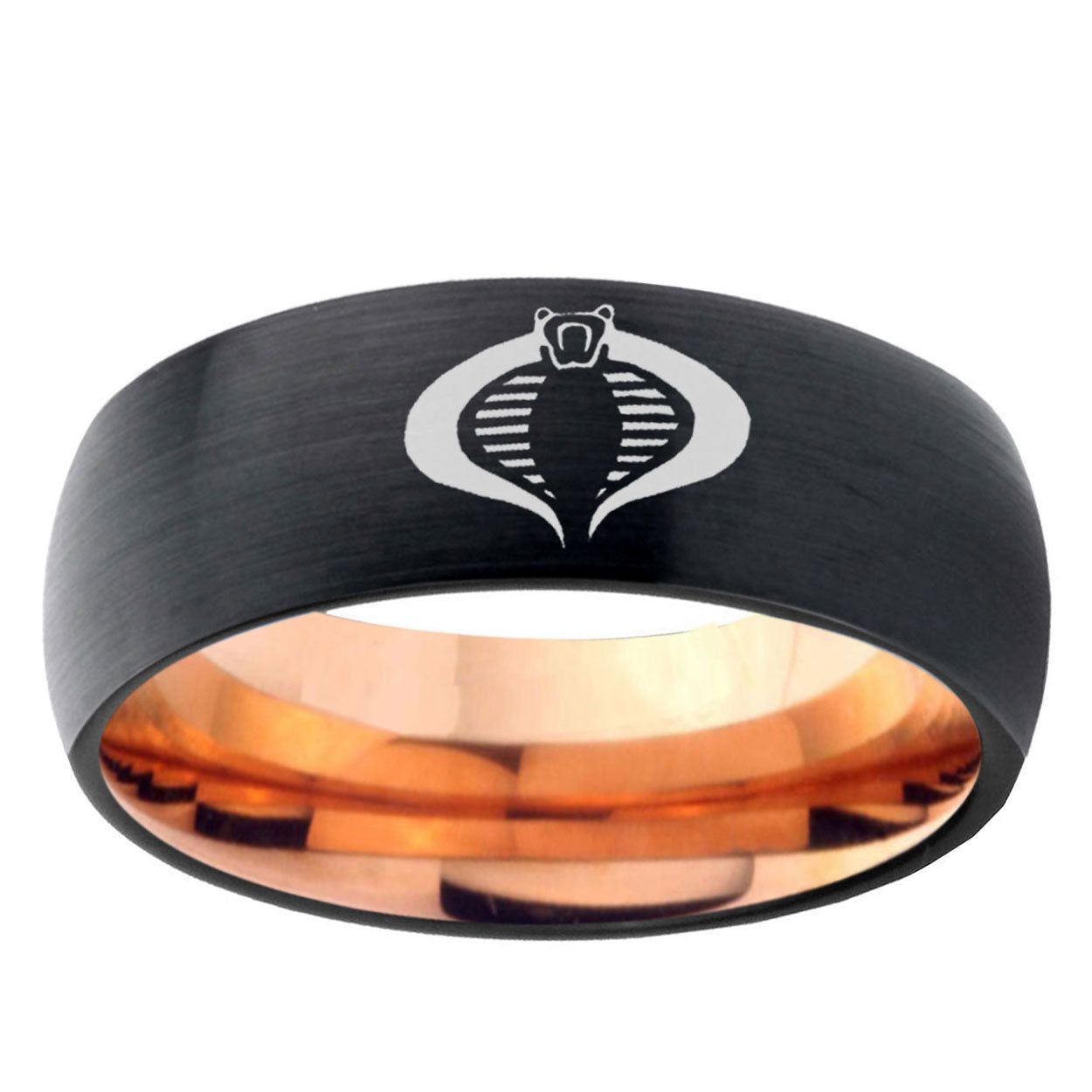 5mm Cobra Two-Tone Classic Dome Black Rose Gold Tungsten Wedding Band