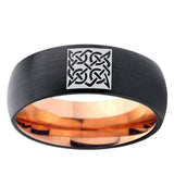 5mm Celtic Design Dome Black And Rose Gold Tungsten Carbide Men's Bands Ring
