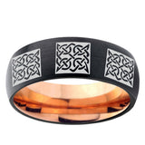 5mm Multiple Celtic Dome Black And Rose Gold Tungsten Carbide Men's Promise Rings