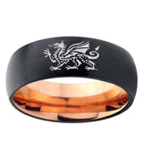 5mm Dragon Dome Black And Rose Gold Tungsten Carbide Men's Bands Ring