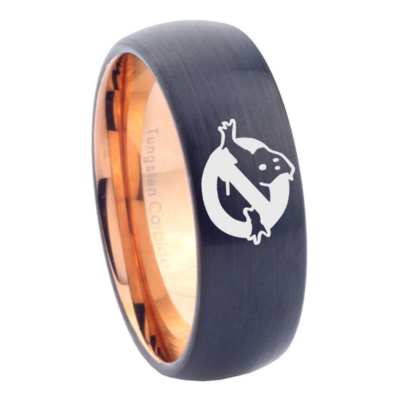 10mm-Ghostbusters-Dome-Tungsten-Carbide-Rose-Gold-Mens-Wedding-Band