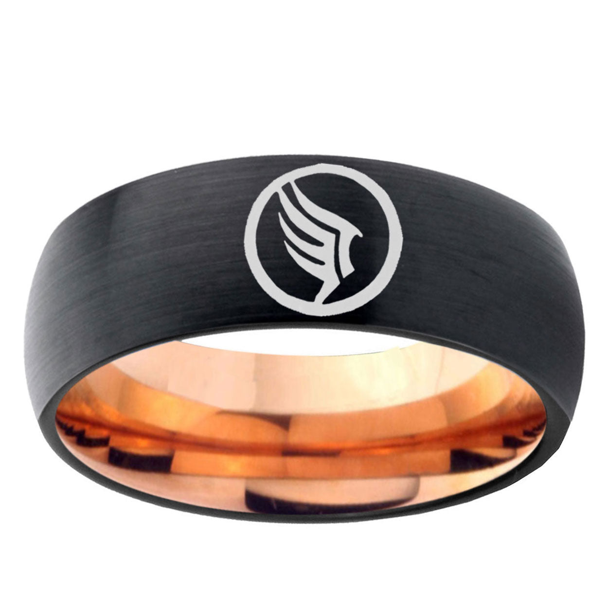5mm Mass Effect Two-Tone Classic Dome Black Rose Gold Tungsten Wedding Band