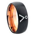 8mm Stargate Two-Tone Classic Dome Black Rose Gold Tungsten Wedding Band