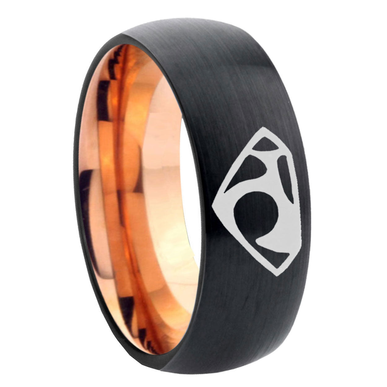 8mm House of Van Two-Tone Classic Dome Black Rose Gold Tungsten Wedding Band