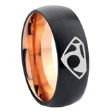 8mm House of Van Dome Black And Rose Gold Tungsten Carbide Wedding Band Mens