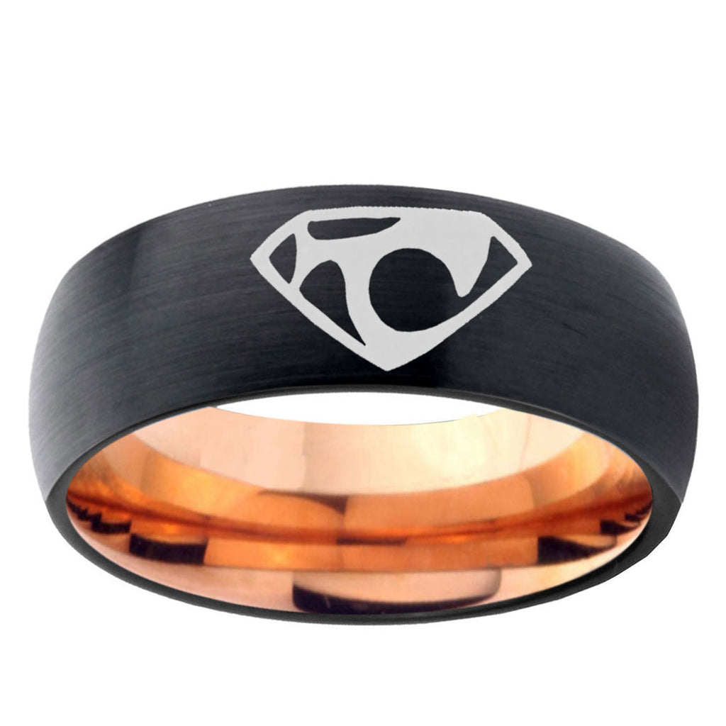 5mm House of Van Two-Tone Classic Dome Black Rose Gold Tungsten Wedding Band