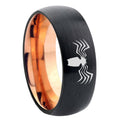 8mm Spider Two-Tone Classic Dome Black Rose Gold Tungsten Wedding Band