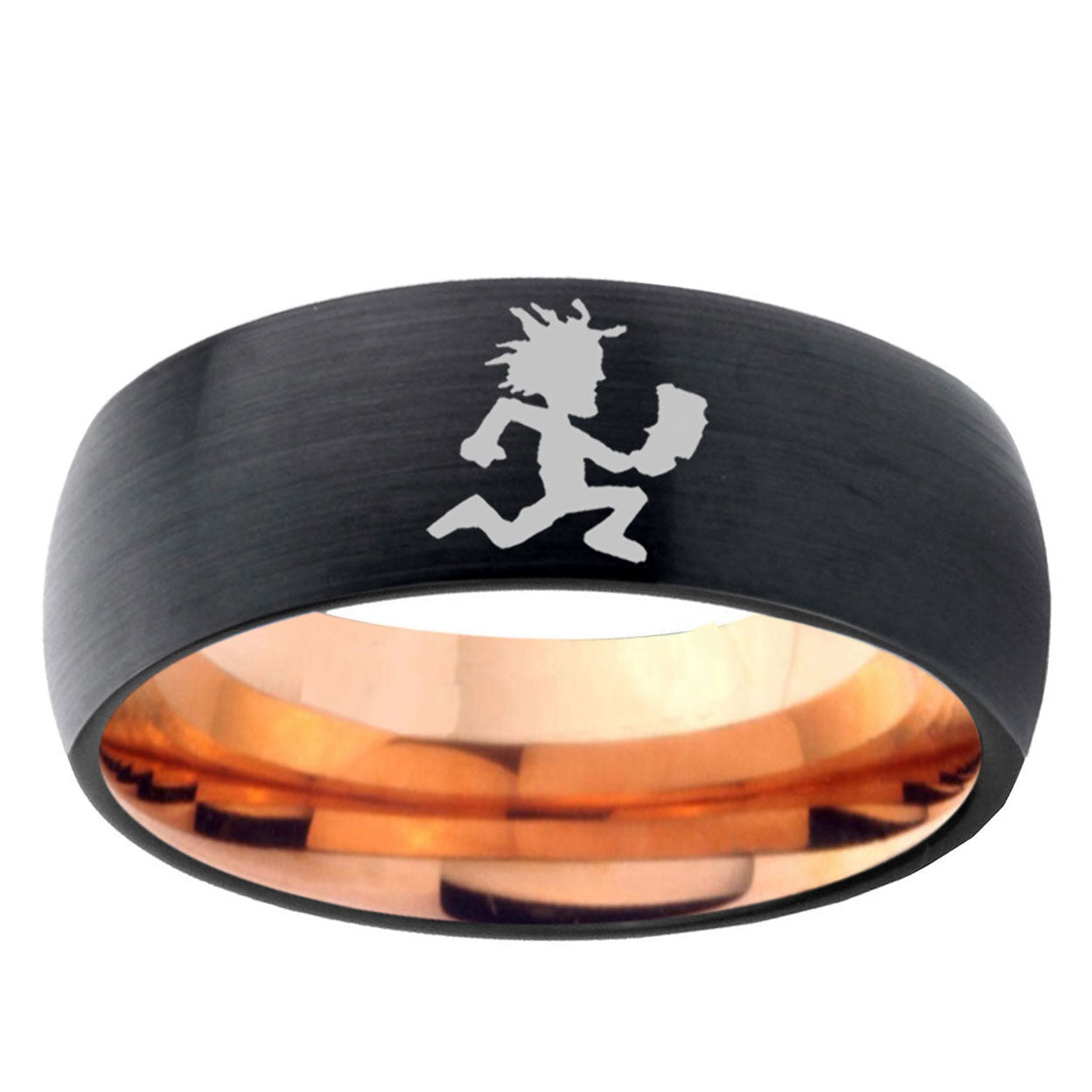 5mm Hatchet Man Two-Tone Classic Dome Black Rose Gold Tungsten Wedding Band