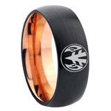 8mm Love Power Rangers Dome Black And Rose Gold Tungsten Carbide Wedding Bands Ring
